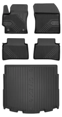 Image de Tapis en caoutchouc + bac de coffre pour Suzuki Swace 2020-2025 (break, plancher bas) – 5 pièces, noirs, sur mesure