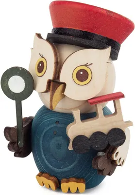 Obrázek produktu pro Miniaturní figurka mini sova železničář barevná výška 8cm NOVINKA