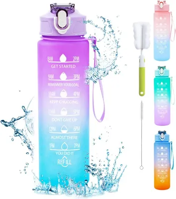 Produktbild von Trinkflasche mit Zeitmarkierung, 750 ml, BPA-frei, für Sport und Büro