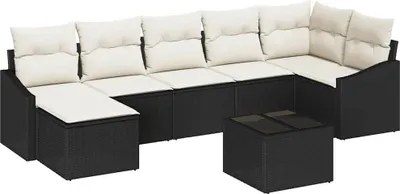 Productafbeelding van Bankstel met kussen 8 pcs Zwart poly rattan