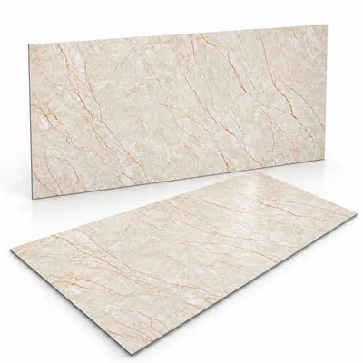 Produktbild von 0,72m² PVC Wandverkleidung Wandpaneelen Marmoroptik | Bad & Küche |Alternative zu Fliesen & Marmor | MPVC Beige 01 | 120x60cm | Bad & Küchenfliese