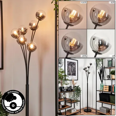 Produktbild von Lerici Stehlampe aus Metall/Glas in Schwarz/Rauchfarben/Klar