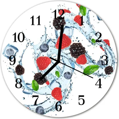 Produktbild von Glasuhr Wanduhr Küchenuhr Echt-Glas 30fi cm Obst Eis blau