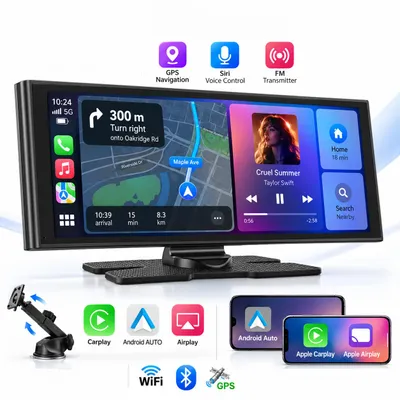 Productafbeelding van 10,26-inch Carplay-display met 2.5K dashcam voor de auto, draadloze Apple Carplay en Android Auto, met 1080P achteruitrijcamera en Mirror Link