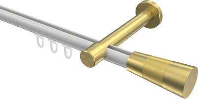 Produktbild von Interdeco Innenlaufstange / Gardinenstange mit Innenlauf Weiß / Messing-Optik, Typ Prestige Tanara (Konus), 20 mm Ø 1-läufig, 100 cm