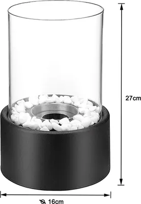 Zdjęcie produktu dla UISEBRT Kominek stołowy na etanol ze stali nierdzewnej Deco Fire Glass Biokominek stołowy na etanol do użytku wewnątrz i na zewnątrz, w tym gaśnica Okrągły typ A