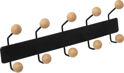 Produktbild von 5Five Wandgarderobe - schwarz/beige - 10 Kleiderbugel - Metall - 44x14cm