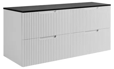 Obrázok produktu pre RODAN | Skriňa pod umývadlo - Biela a Čierna - 160 cm - 4 Zásuvky s tichým dovieraním - Závesná kúpeľňová skrinka