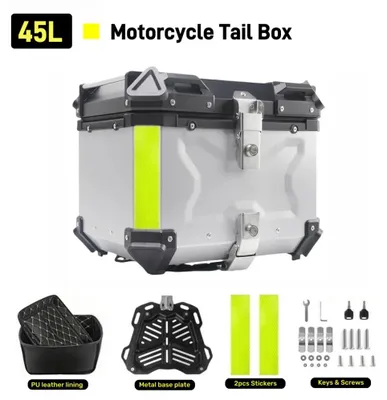Produktbild von Motorrad Topcase - Aluminium Heckkoffer - 45 l - Wasserdicht - Schnellverschluss - Silber