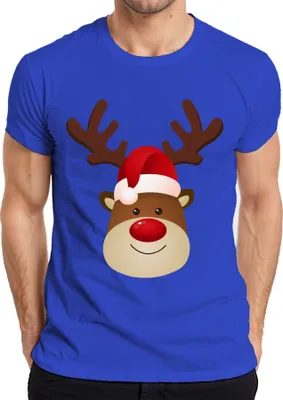 Produktbild von Rentier Rudolf süßes Weihnachtsmotiv - Weihnachten Weihnachtsgeschenk Christmas Herren T-Shirt, Blau, 3XL