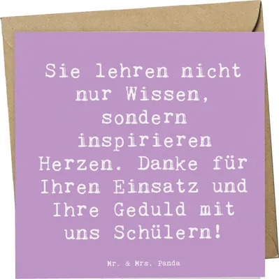 Produktbild von Mr. & Mrs. Panda Grußkarte Spruch Danke Lehrer - Lavendeltraum - Geschenk, Wertschätzung, faltkarte, Klappkarte, Leidenschaft, Lieblingslehrer, doppelkarte, sagen