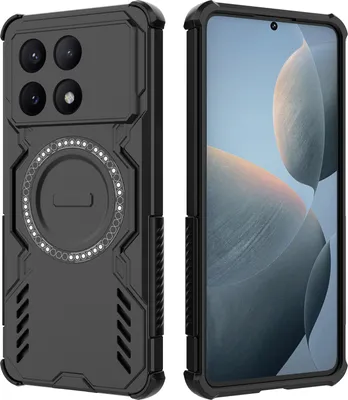 Obrázek produktu pro Magnetické pouzdro pro Xiaomi Poco X6 Pro / Redmi K70E, hybridní PC a TPU nárazník, větrací otvory pro odvod tepla pouzdro Černý