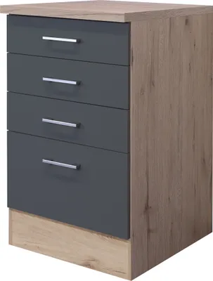Produktbild von Schubkastenschrank - 50 cm breit - Basaltgrau Matt San Remo Eiche – Morena
