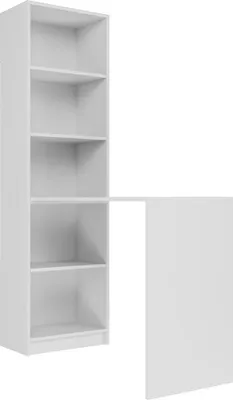 Produktbild von CDF Schreibtisch mit Bücherregal R50 | Farbe: Weiß | Ideal für Büro, Arbeitszimmer, Kinder- und Jugendzimmer