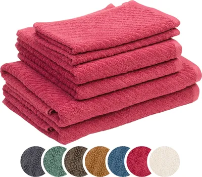 Produktbild von sleepling liebling Frottier Set Hoch-Tief Struktur, je 2 x Handtücher 50 x 100 cm, Duschtücher 70 x 140 cm, Gästetücher 30 x 50 cm, rot