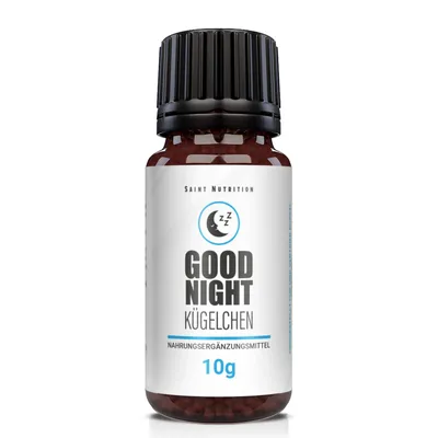 Produktbild von Saint Nutrition® Good Night Kügelchen | für Erwachsene - erholsamer Schlaf & entspannte Nächte – Einschlafhilfe – besser schlafen – Schlafhilfe