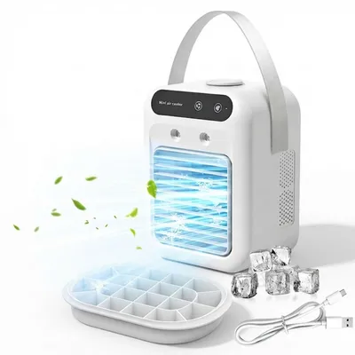 Produktbild von Mobile Mini-Luftkühler, Wiederaufladbar mit 2-fach Sprühfunktion & Ventilator, tragbare Klimaanlage für Büro, Schlafzimmer & Camping