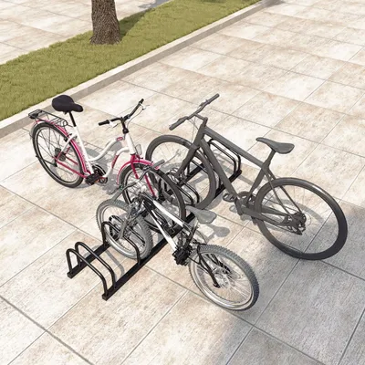 Produktbild von YZNAHRE Fahrradständer für 6 Fahrräder Fahrradhalter Aufstellständer Boden und Wand Montage 37cm Radabstand Verzinken Mehrfachständer für 30-65mm Reifenbreite Mountainbike Rennrad MTB, Schwarz