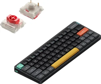 Obrázok produktu pre Nuphy Air60 V2 Bezdrôtová mechanická štíhla klávesnica, QWERTY US, Bluetooth 5.1 / 2,4 GHz, čadičová čierna, červený spínač