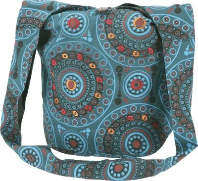 Produktbild von Sadhu Bag, Ethno Shopper, Bestickter Schulterbeutel - Petrol, Uni - Erwachsene, Baumwolle, 30*32*20 cm, Alternative Umhängetasche, Handtasche aus Stoff