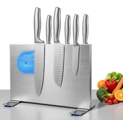 Immagine prodotto di Blocco magnetico in acciaio inossidabile, 30 cm, utilizzabile su entrambi i lati, salvaspazio, igienico, senza necessità di foratura