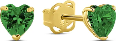 Produktbild von New Bling 9NBG-0687 Gold-Ohrringe mit Zirkonia - 4,3x4mm - Herz - Grün - Zirkonia - Ohrstecker - 14 Karat - Gold