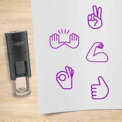 Obrázok produktu pre Sada pečiatok CombiCraft ručičky emojis fialová s 5 pečiatkami