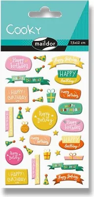 Produktbild von Maildor 3D Cooky Happy Birthday Aufkleber