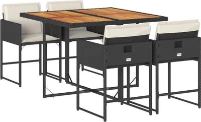 Produktbild von "im Sonderangebot" 5-tlg. Garten-Essgruppe - elegantes Design - Sitzgruppe/Gartenmöbel-Set - mit Kissen Schwarz Poly Rattan - Terassenmöbel DEMöbel525222