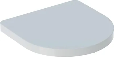A white, rounded corner shelf or lid is shown from a slightly elevated angle against a white background.