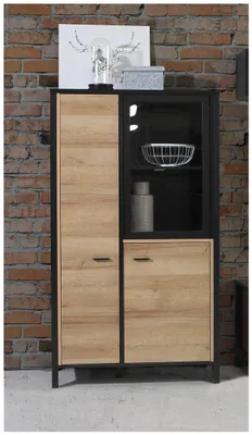 Highboard HIGH ROCK 2+1 Türen Riviera Eiche Optik / Schwarz von Forte