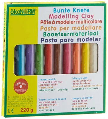 Produktbild von ökoNorm Bunte Knete, 220g, immer weich - 10 Farben