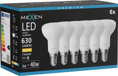 Obrázek produktu pro Mexen Nova 6x LED žárovka E14, R50, 6W, Teplá - 3000K, 630 lm - L103-E14-0630-01x06