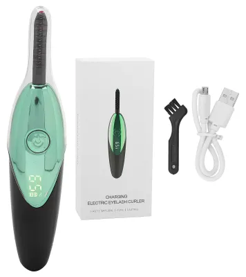 Produktbild von Elektrische, tragbare und beheizbare Wimpernzange mit USB-Kabel und Reinigungsbürste für natürliche Wimpern (Smaragdgrün)