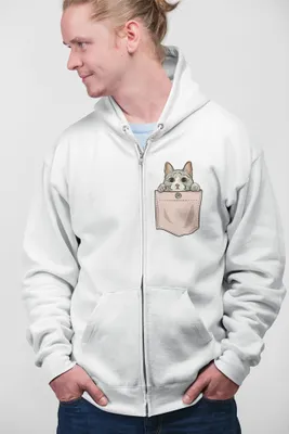 Produktbild von D&B Uni Hoodie ZIPPO00009 Cute Cat Weiß-Größe 3XL