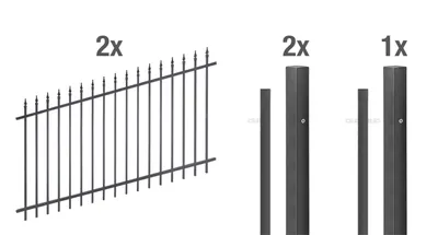Produktbild von Alberts Zaunkomplettset Chaussee verstellbar, zum Einbetonieren | matt-schwarz | Höhe 100 cm | Länge 4 m
