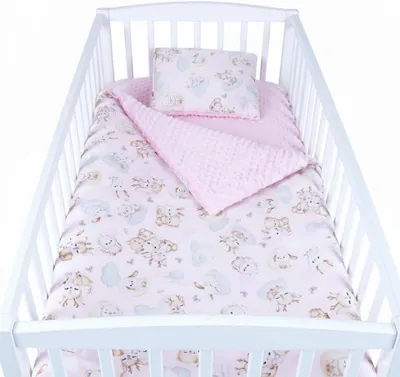 Produktbild von Babylux Babydecke 75x100 cm mit Kissen 30x35 cm – Kuscheldecke aus Minky & Baumwolle – Krabbeldecke für Kinderwagen K162 Rosa + Schnuckis