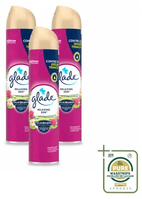 Imagen del producto de 3 aerosoles ambientadores Glade Relaxing Zen - 300 ml - Pack ahorro - 3 unidades