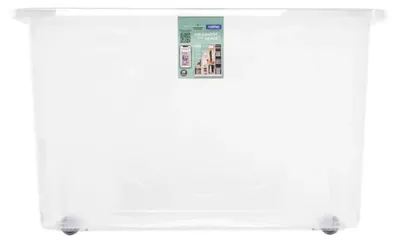 Produktbild von Rotho Aufbewahrungsbox Lona mit Rollen und Deckel 50 L transparent