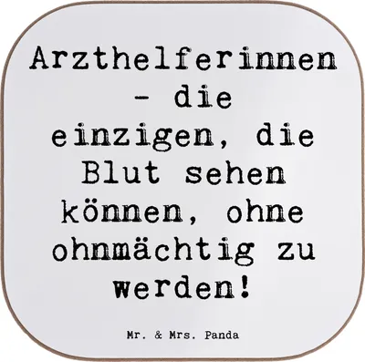 Produktbild von Mr. & Mrs. Panda Untersetzer für Gläser Spruch Tapfere Arzthelferin - Weiß - Geschenk, Berufspassion, personalisierte Geschenke, Praxisheldin, Berufsleben, Tassen, Mut
