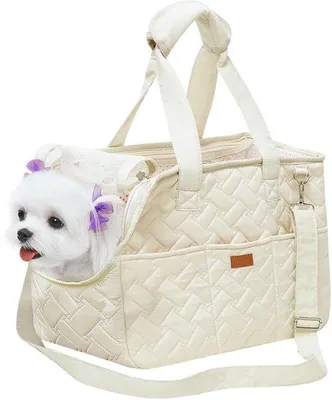 Produktbild von Hundetransporttasche für Hunde bis 5 kg, faltbare Hundetasche für kleine Hunde und Katzen, atmungsaktiv mit Sicherheitsgurt, Transporttasche für Reisen