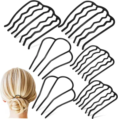 Produktbild von 6 Stück Metall-Haarkämme mit feinen Zinken und seitlichen Haargabeln für Damen und Mädchen, stabiler Metallkamm für verschiedene Frisuren im Alltag und bei Festen