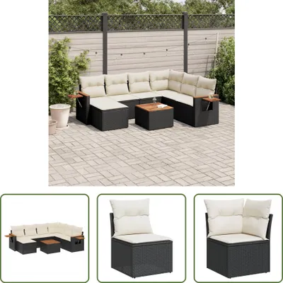 Produktbild von The Living Store 8-tlg. Garten-Sofagarnitur mit Kissen Schwarz Poly Rattan