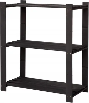 Produktbild von STOLMAK Schuhregale mit 3 Böden Massivholz Schwarz Kiefernholz 80x90x38 cm (BxHxT) Holzregal Schuhschrank Schuhablage
