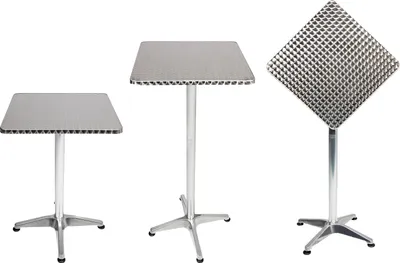 Image de 2 tables de bistrot en aluminium 60x60cm H70/110cm hauteur réglable pliable