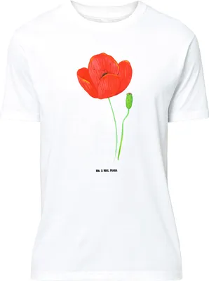 Produktbild von Mr. & Mrs. Panda Größe L T-Shirt Blume Mohnblume - Weiß - Geschenk, Tshirt, Religion, Motivation, Shirt, Respekt, Selbstliebe, Glaube, Garten, mit Spruch