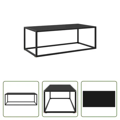 Obrázok produktu pre The Living Store Konferenčný stolík čierny s čiernym sklom 100x50x35 cm