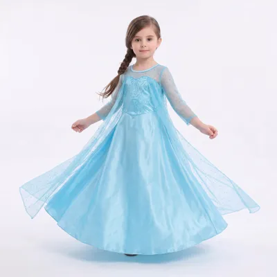Produktbild von Eisblaues Prinzessinnenkleid für Mädchen mit Glitzer, Größe: 128/134 Farbe: Eisblau