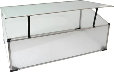 Produktbild von Frühbeet aus 1 mm starkem Aluminium, Treibhaus mit Aufstelldach, Frühbeetaufsatz