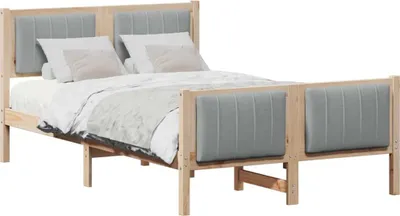 Produktbild von Bettgestell Braun und hellgrau 120 x 190 cm Massivholz Kiefer